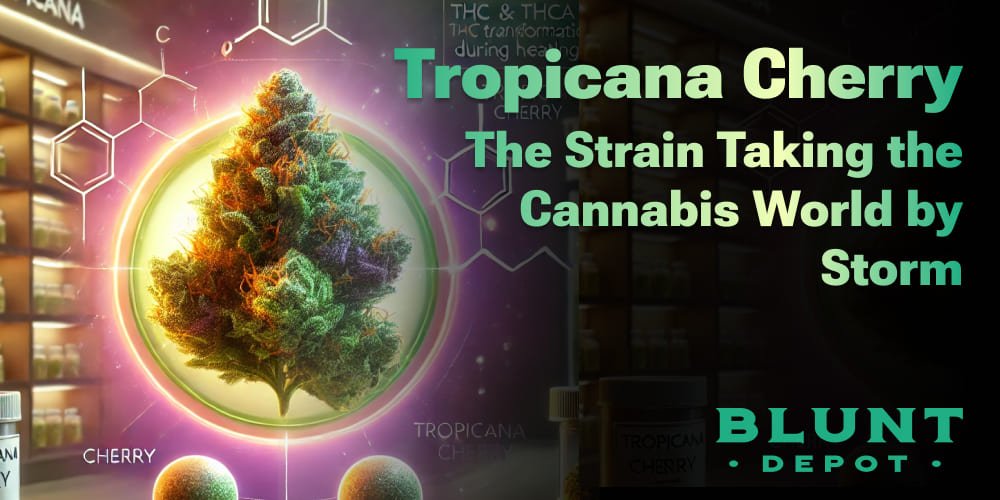 Buy Tropicana Cherry cannabis strain online – high THC, fruity flavor, and relaxing effects. Home delivery available